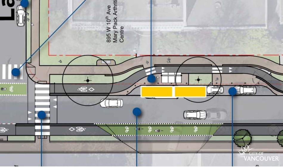 An overhead view of the new 10th Avenue street layout.