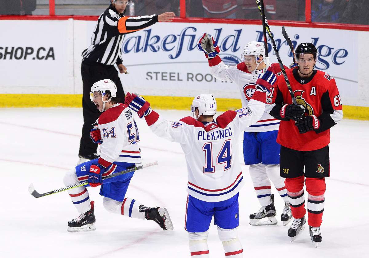 Montreal Candiens' forward Charles Hudon scored his first 2 NHL goals against the Ottawa Senators Monday night.