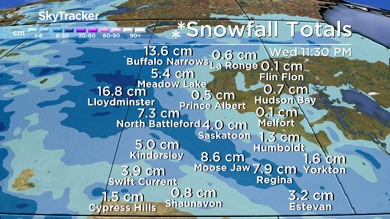 3 to 7 centimetres of snow is expected to fall in Saskatoon Halloween night into Wednesday morning.