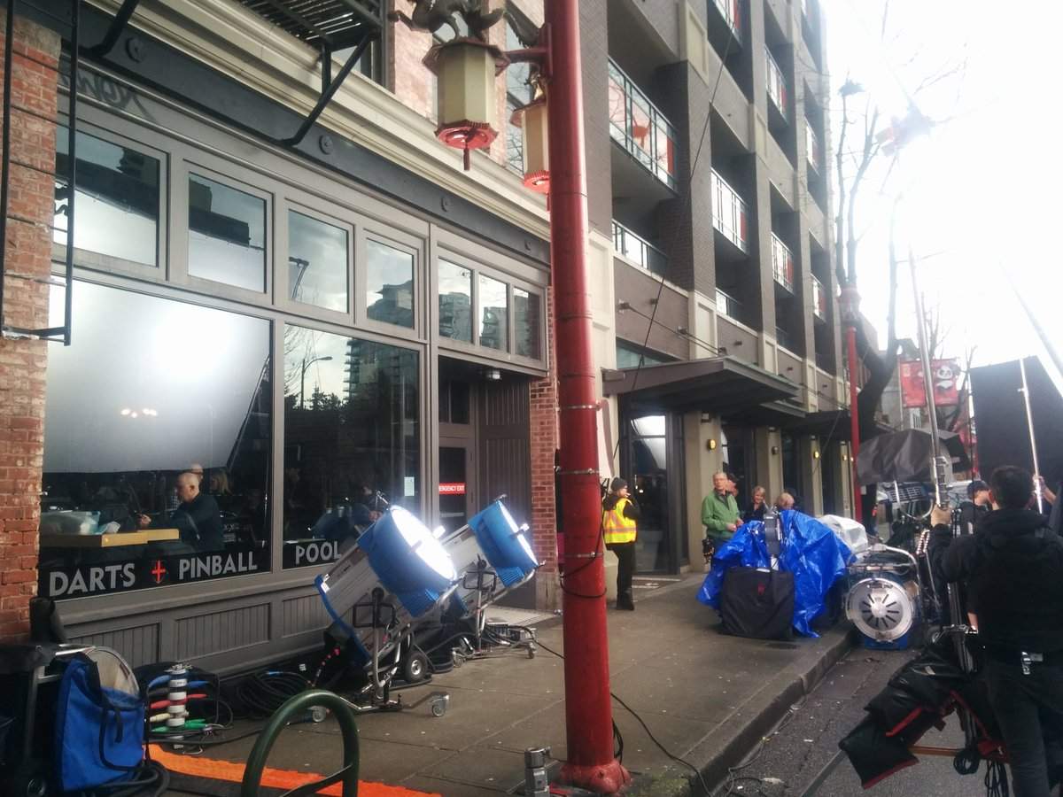 Crews set up lighting effects for an interior scene during the 2016 production of ‘Fifty Shades Darker.’