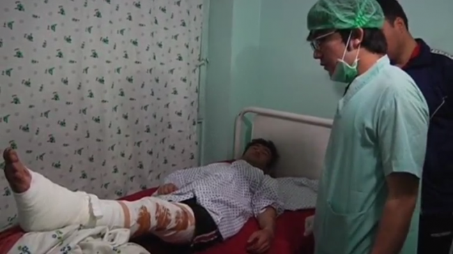 A victim is treated at a hospital in Kabul, Afghanistan, Oct. 20, 2017.