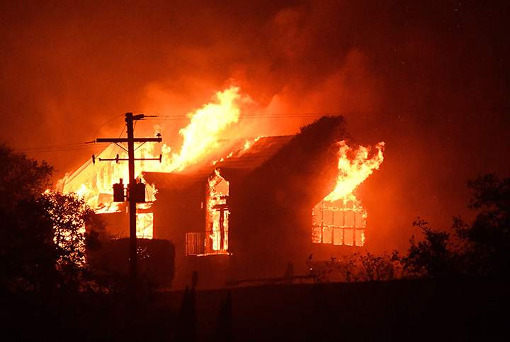 The Signorello Estate winery burns in the Napa region in California on October 9, 2017.