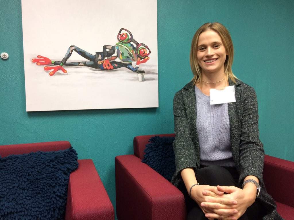 Graduate student clinician, and third year PhD candidate Elizabeth Thornley, sits in one of the family waiting rooms.