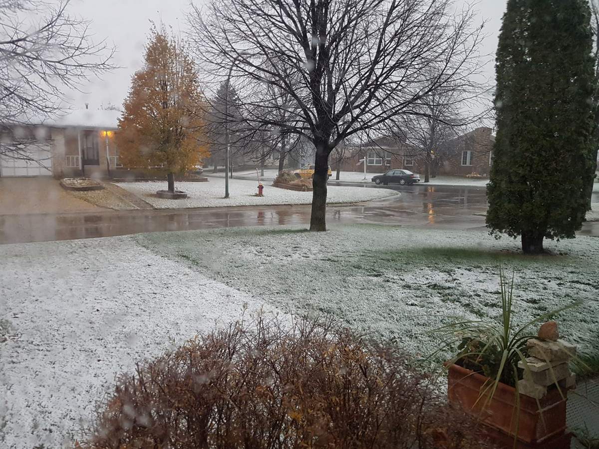 The white stuff fell across Winnipeg on Thursday. 