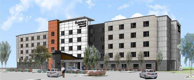 A drawing of the Fairfield Inn Marriott at the Edmonton International Airport.