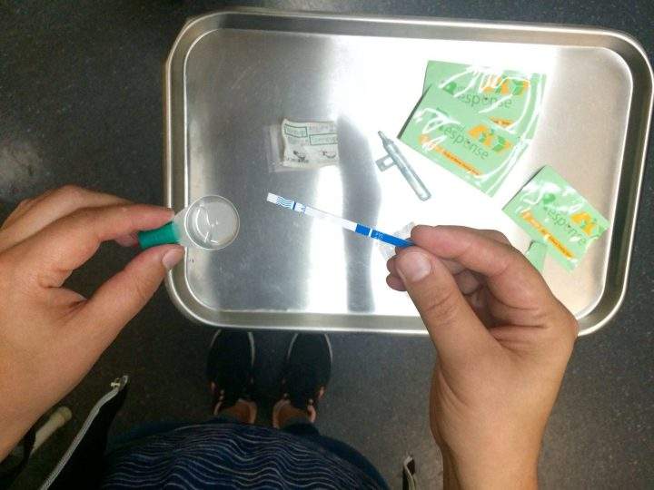 A nurse demonstrates the use of a fentanyl test strip at Vancouver's Insite. Health Canada warns that the test strips may not always be 100% accurate.