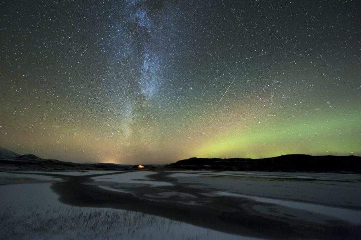 Aurora borealis and Orionids.