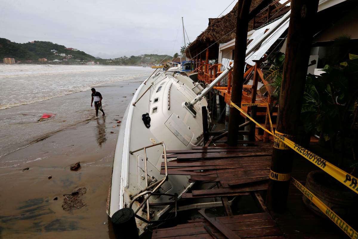 A view of the damage sustained by San Juan del Sur beach following the passage of Tropical Storm Nate, in Rivas, Nicaragua, on Oct. 6.