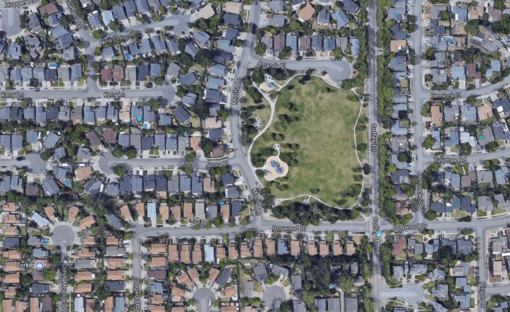 The neighbourhood surrounding Coffey Park in Santa Rosa, Calif.