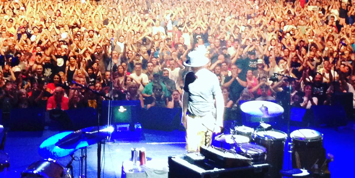 Gord Downie leaves the stage at an Ottawa performance on Aug. 18, 2016.