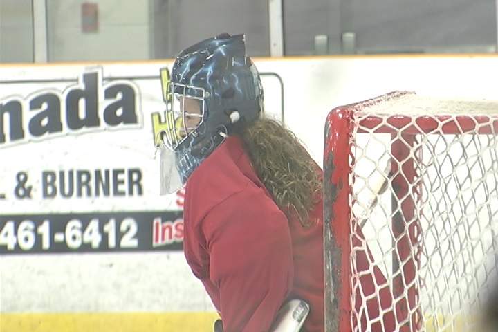 The locks flow for goalie Yianni Karkoulas.
