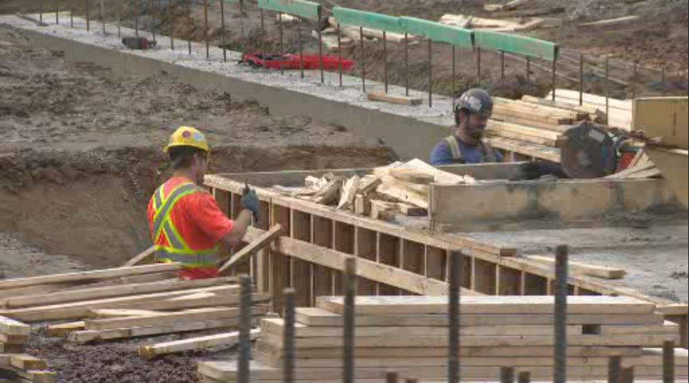 Construction workers in Kelowna. 