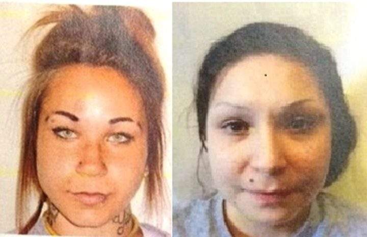 Kelsie Mast, right, and Samantha Toope, left, have escaped from the Edmonton Institute of Women Monday night.