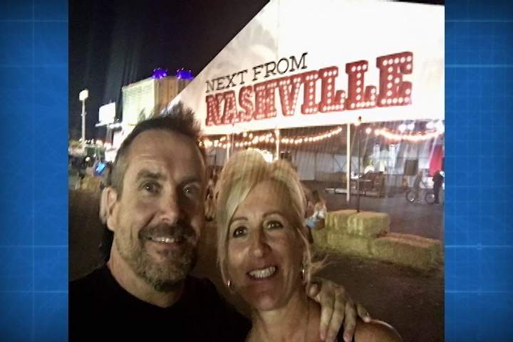 Elizabeth Heaton and John Munroe at the outdoor music concert in Las Vegas on Sunday night moments before a gunman opened fire on the crowd.
