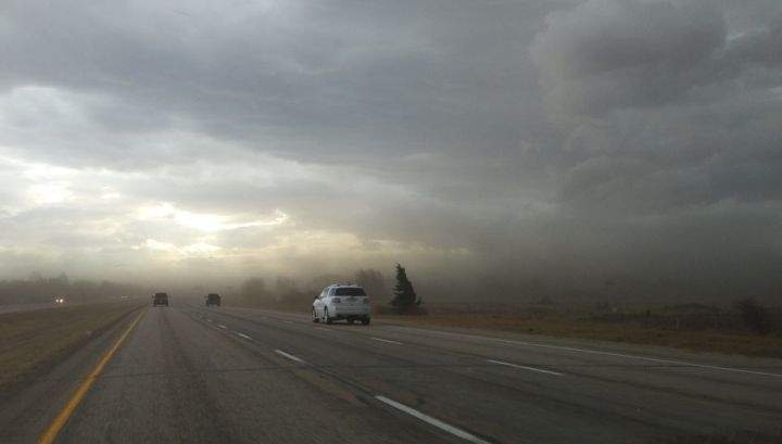 Powerful wind gusts pass through Blackfalds, Alta. on Oct. 17, 2017.