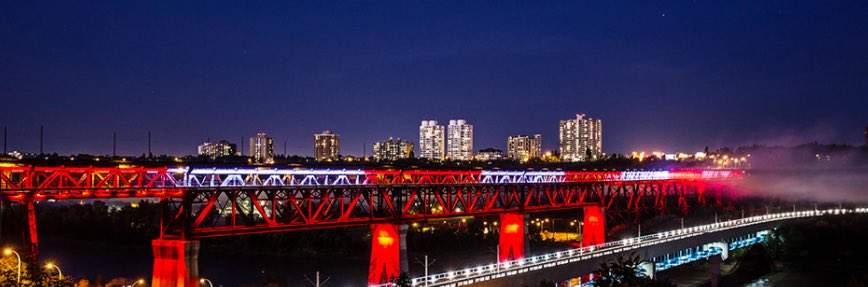 The High Level Bridge was lit red and white for Canada after the terror attack in Edmonton.