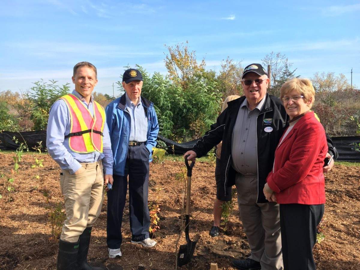 Left to right, Scott Bryk, Executive Director, Highway of Heroes Living Tribute; Wilf Wilkinson, Past President, Rotary International & Trenton Rotary; Jim Harrison, Quinte West Mayor & Wife Jane