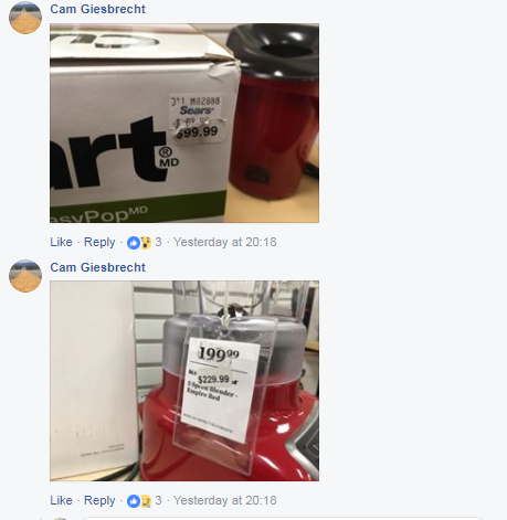 Facebook comments show similar situations: lower prices under the sticker price.