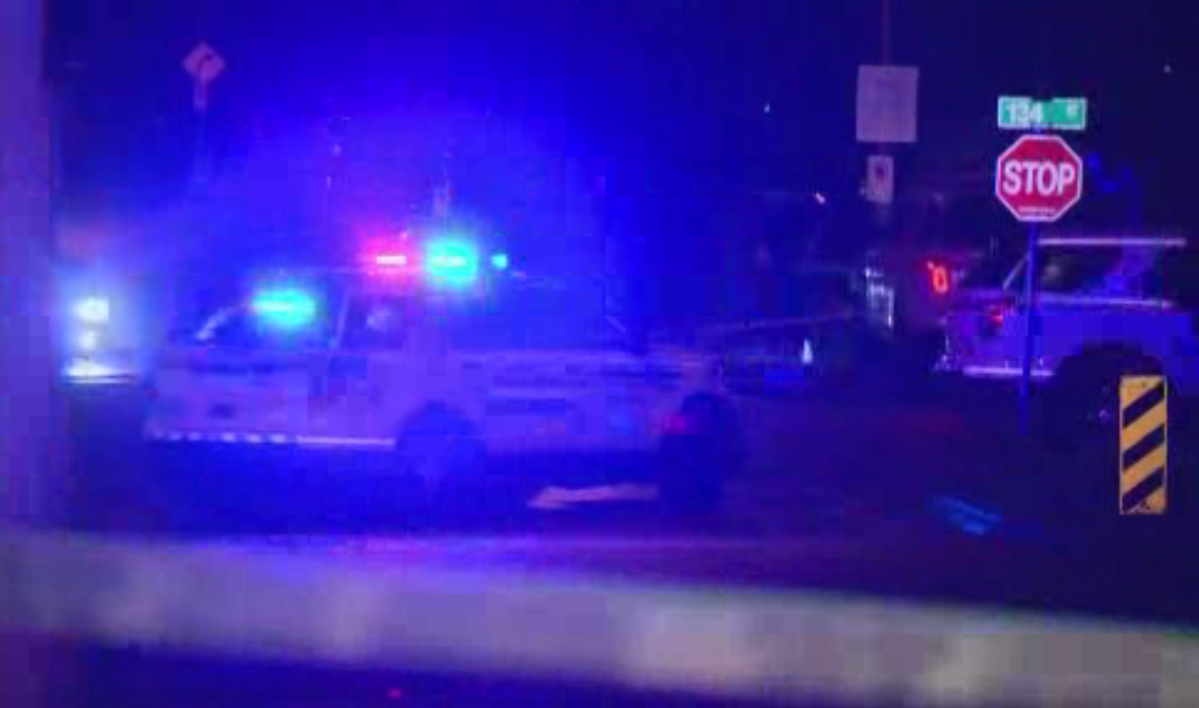 The scene of a shooting between two vehicles in Surrey's Whalley area on Oct. 18, 2017.