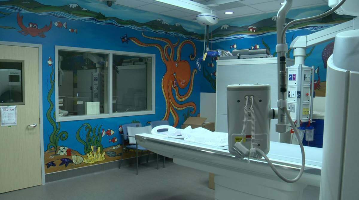 The murals and soothing images painted throughout the hospital are designed to help keep patients minds off their procedures.