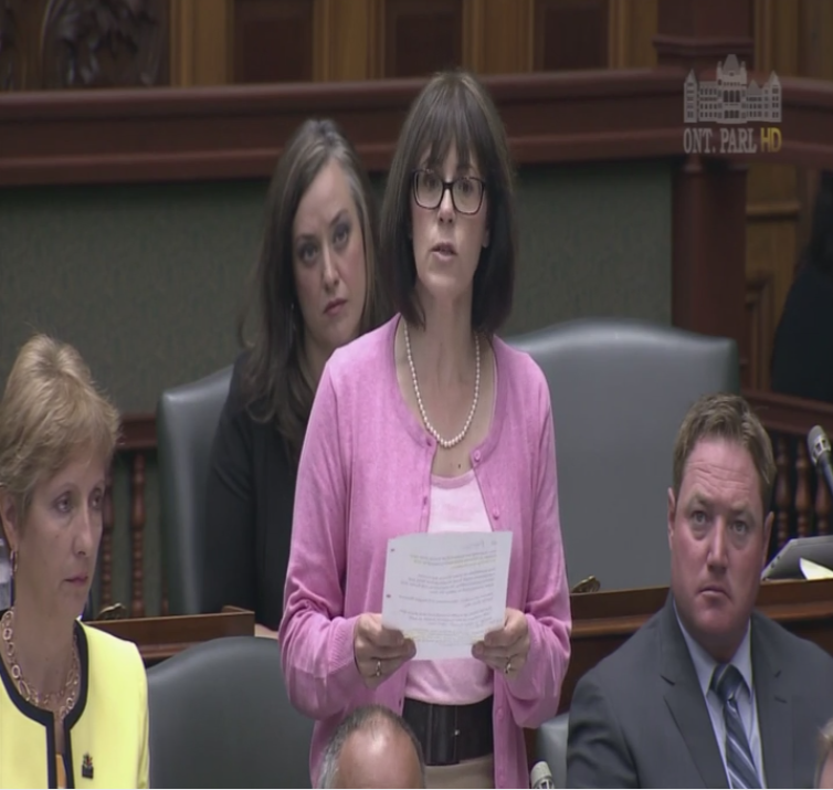 London—Fanshawe MPP Teresa Armstrong in the Ontario Legislature, Oct. 4, 2017, querying the government on long-term care.