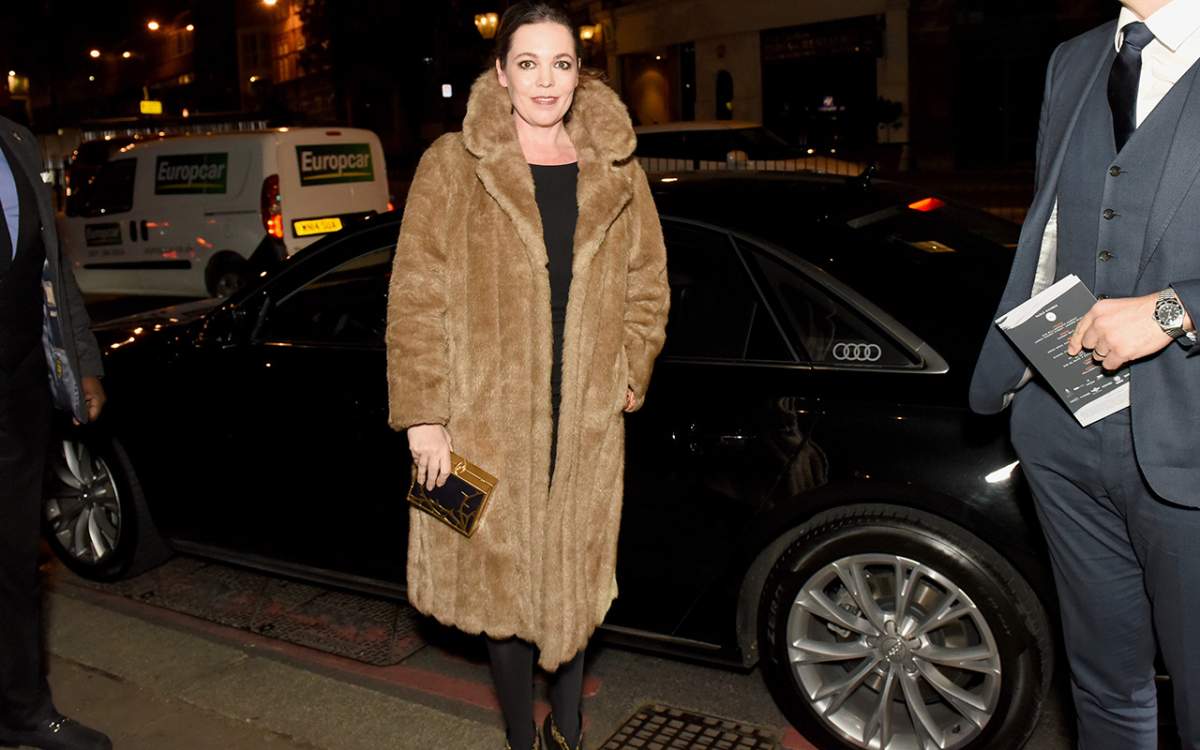 Olivia Colman arrives in an Audi at the British Independent Film Awards at Old Billingsgate Market on December 4, 2016 in London, England.