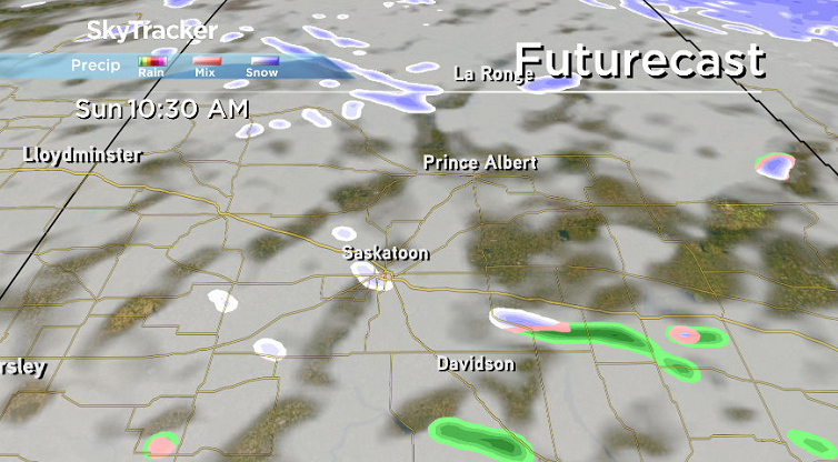 There is a chance of a few scattered pockets of snow in Saskatoon's forecast on Sunday