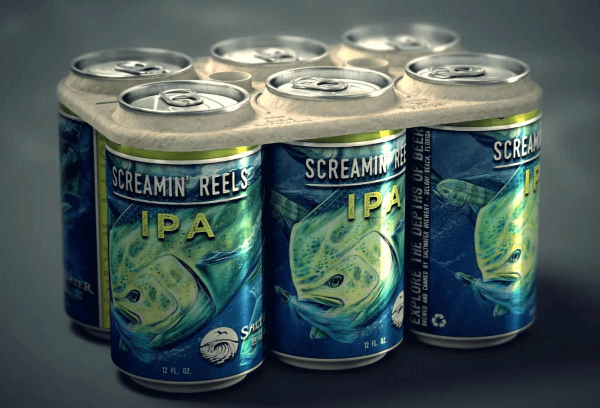 Saltwater Brewery released its beer that has an edible six pack ring, which is biodegradable and made up of barley and wheat remnants.