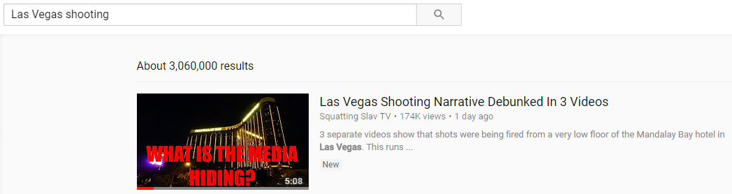 The first result that showed up in a search for “Las Vegas shooting” on Wednesday, Oct. 4, 2017.