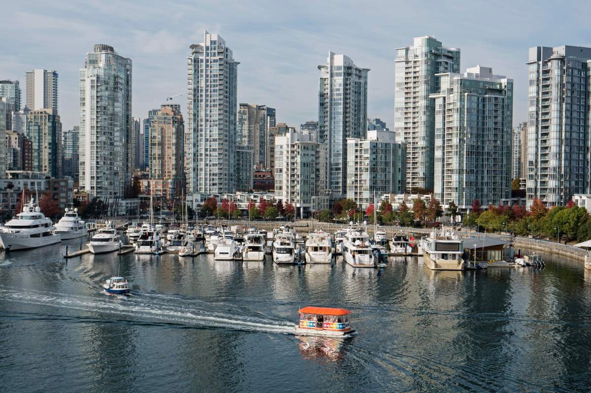 High-rise condominium towers crowd the False Creek shoreline of downtown Vancouver, B.C. on Tuesday, October 31, 2017. 