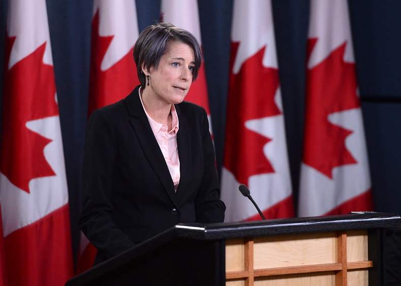 Debi Daviau, president of the Professional Institute of the Public Service of Canada, holds a press conference about the Phoenix pay system in Ottawa on Tuesday Nov. 14, 2017. 