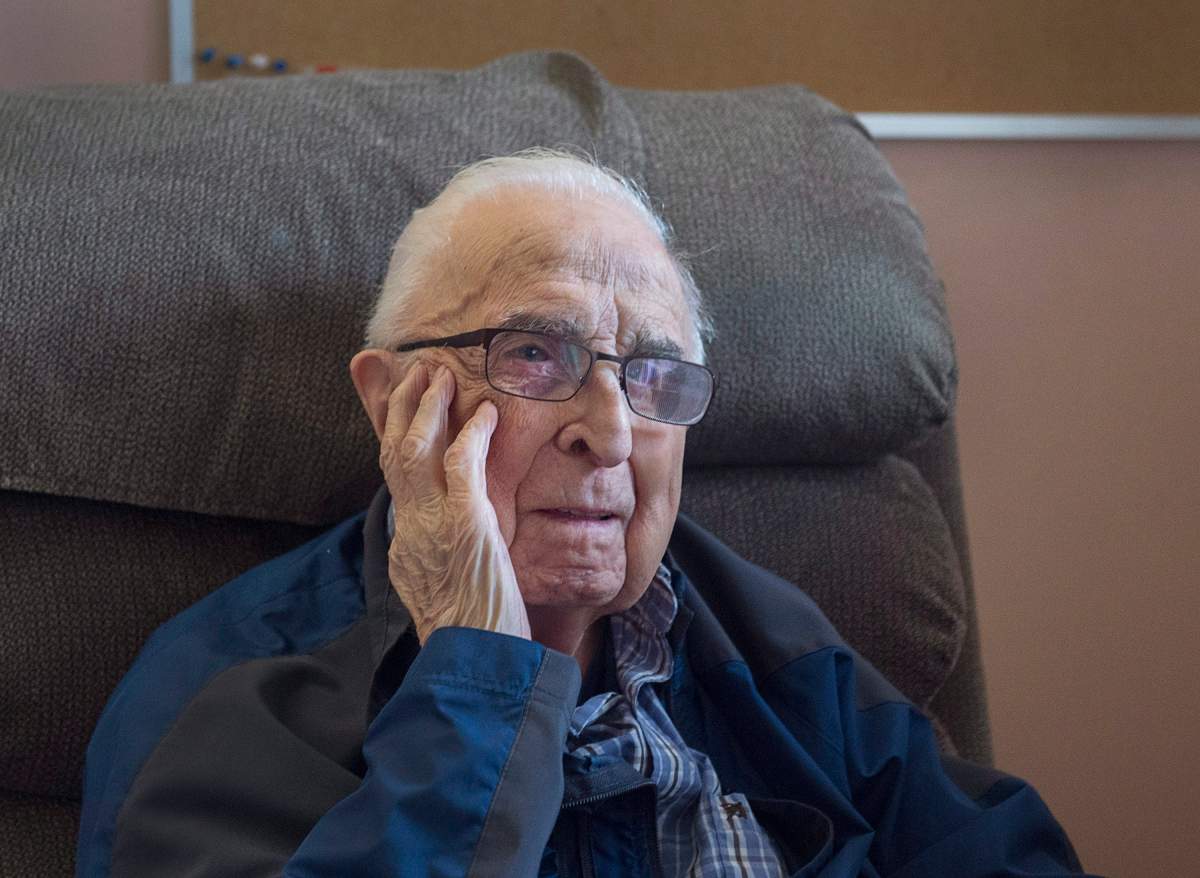 Jim Cuvelier, 101-years-old, is seen in his room at Camp Hill Veterans Memorial hospital in Halifax on Monday, Nov. 6, 2017. Cuvelier was an infant when the Halifax Explosion on Dec. 6, 1917 razed the city's North End, killing approximately 2,000 people.