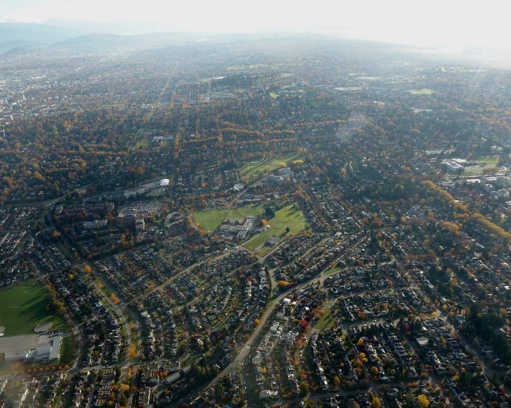 An overhead view of Vancouver’s west side.