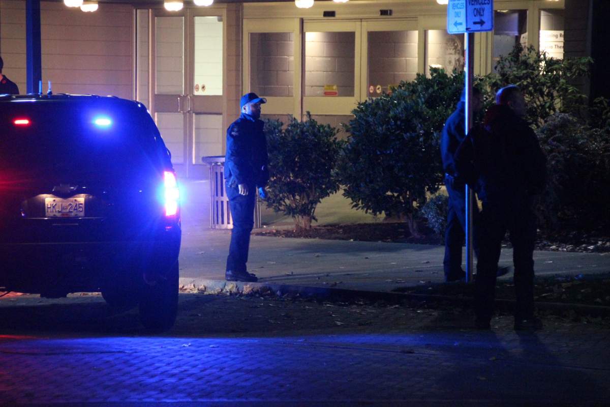 The scene outside Delta’s Sungod Recreation Centre after a reported stabbing on Nov. 7, 2017.