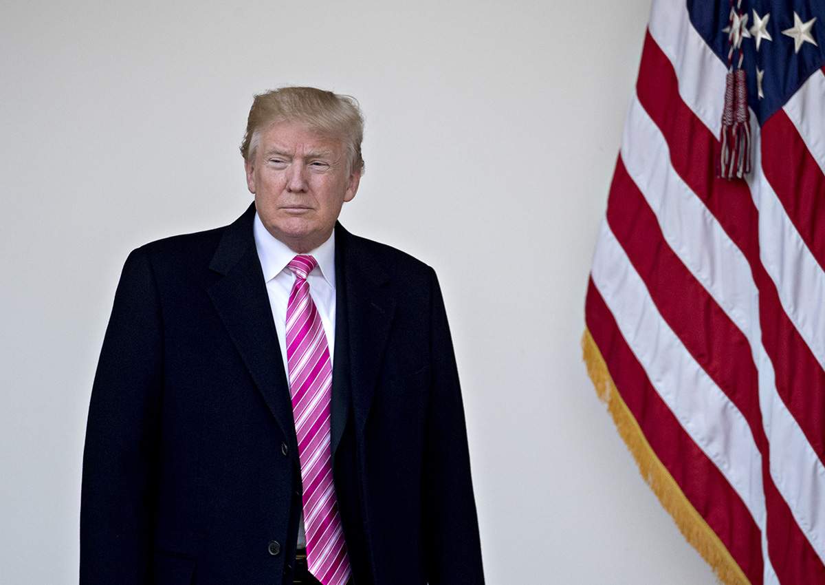 Donald Trump arrives to speak before pardoning the National Thanksgiving Turkey, Drumstick, during a ceremony in the Rose Garden of the White House in Washington, D.C., U.S., on Tuesday, Nov. 21, 2017. 