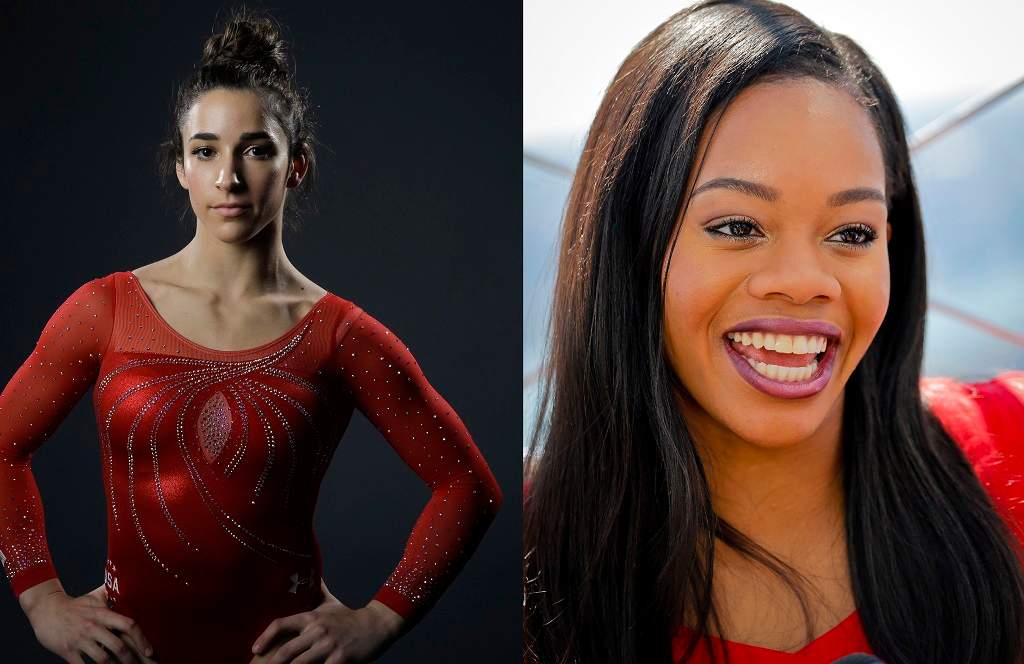 Compilation photo: Gymnast Aly Raisman and Gabby Douglas.