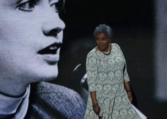 Interim chair of the Democratic National Committee, Donna Brazile walks on stage at the Democratic National Convention in Philadelphia, Pennsylvania, July 26, 2016.