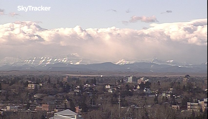 A view from Global’s SkyTracker/Calgary Herald camera shows thick clouds over the mountain parks on Nov. 26, 2017. (Global News)