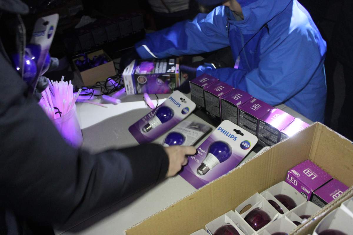 At five or ten dollars a-piece, the money raised through selling purple LED bulbs and flood lights will go towards the London Abused Women’s Centre.