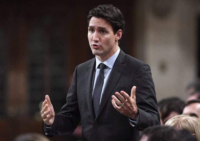 Prime Minister Justin Trudeau rises during Question Period in the House of Commons on Parliament Hill in Ottawa on Monday, Nov. 20, 2017. 