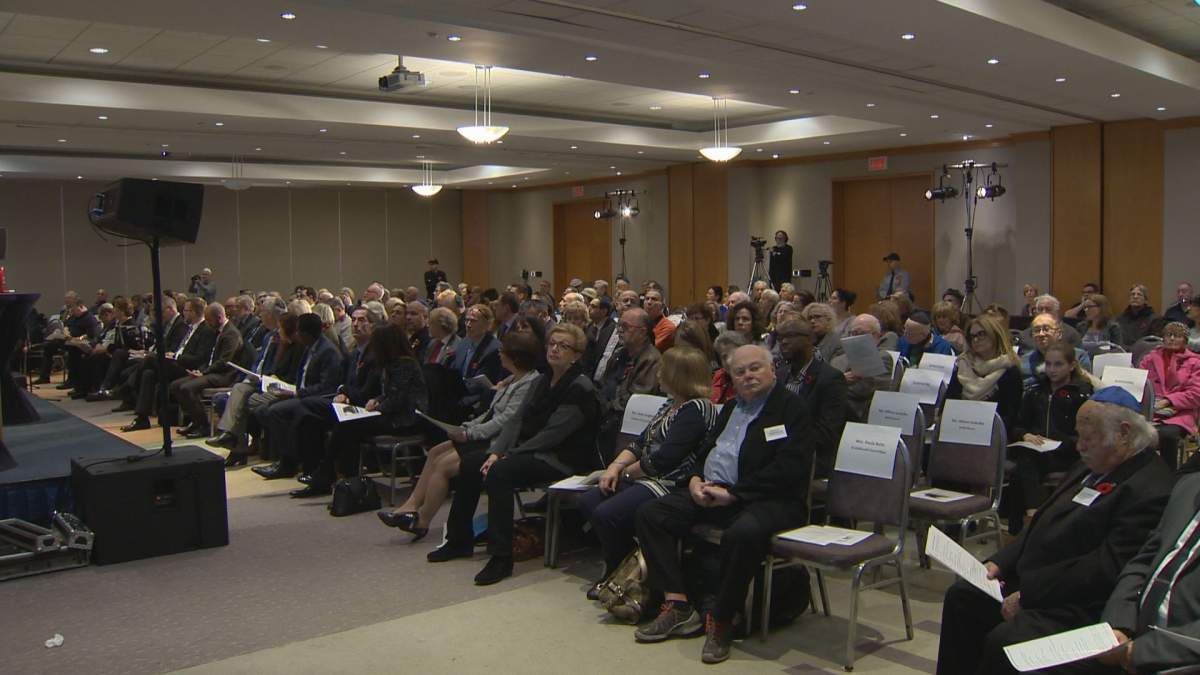 Members of Montreal's Jewish community gathered to commemorate the 79th anniversary of Kristallnacht, Thursday, November 11, 2017.