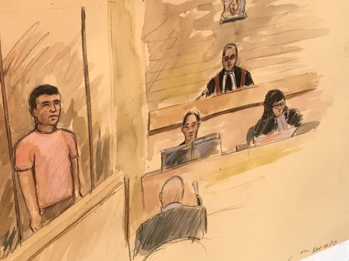 Rockie Rambo Wei Nam Kam in a courtroom sketch.
