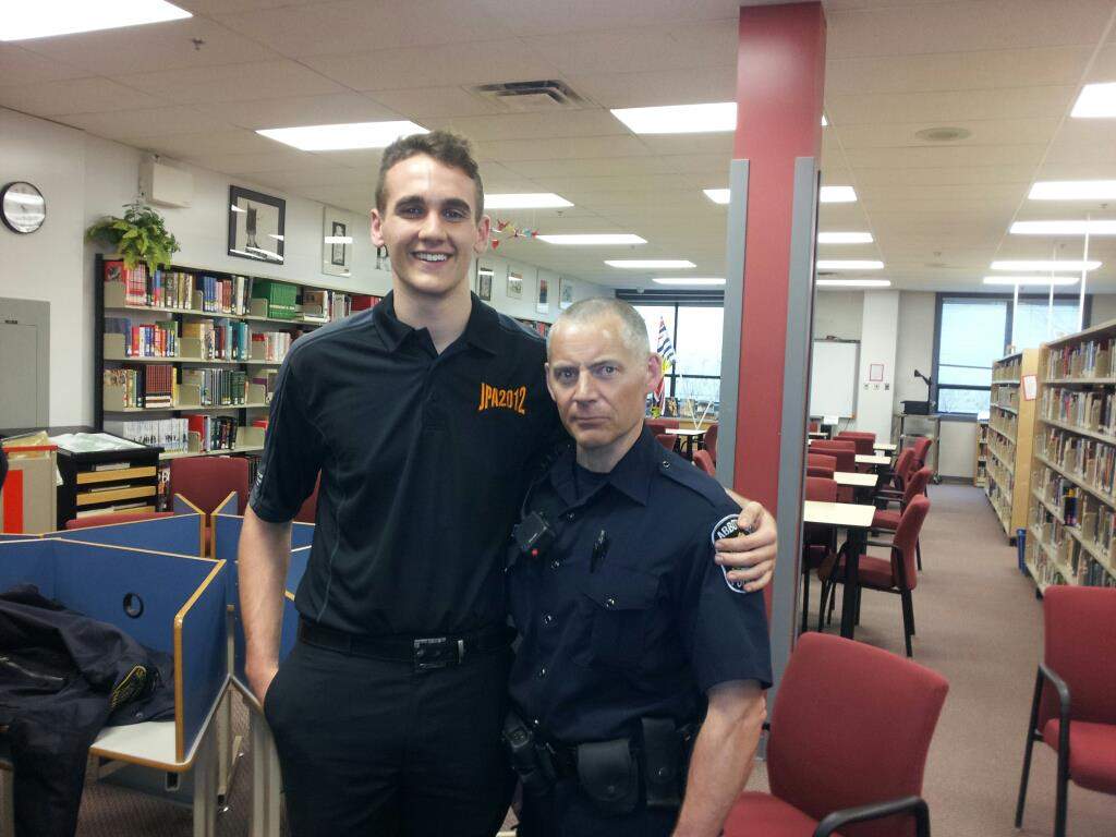 Mitchell Flann with Const. John Davidson.