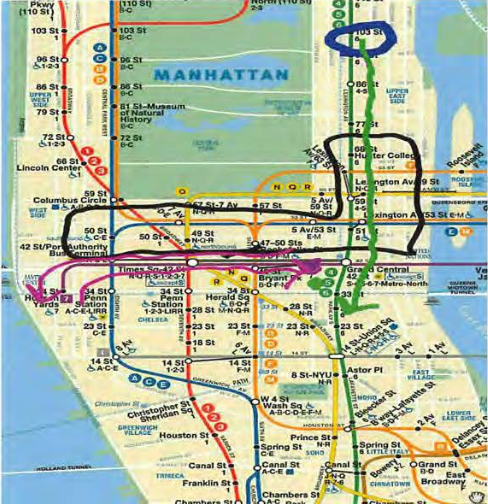 New York subway map that U.S. prosecutors said was used by attack plotters.