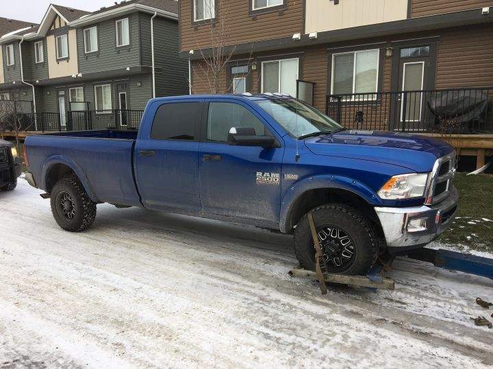 Global News captured this photo of a truck matching the stolen truck’s description being towed from an area in the city’s southeast on Nov. 21.