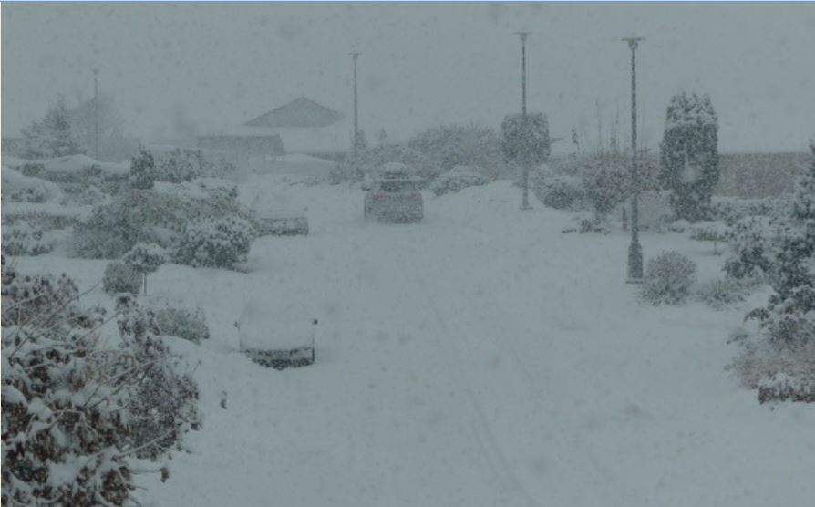 Snow covered roads in Vernon Thursday.