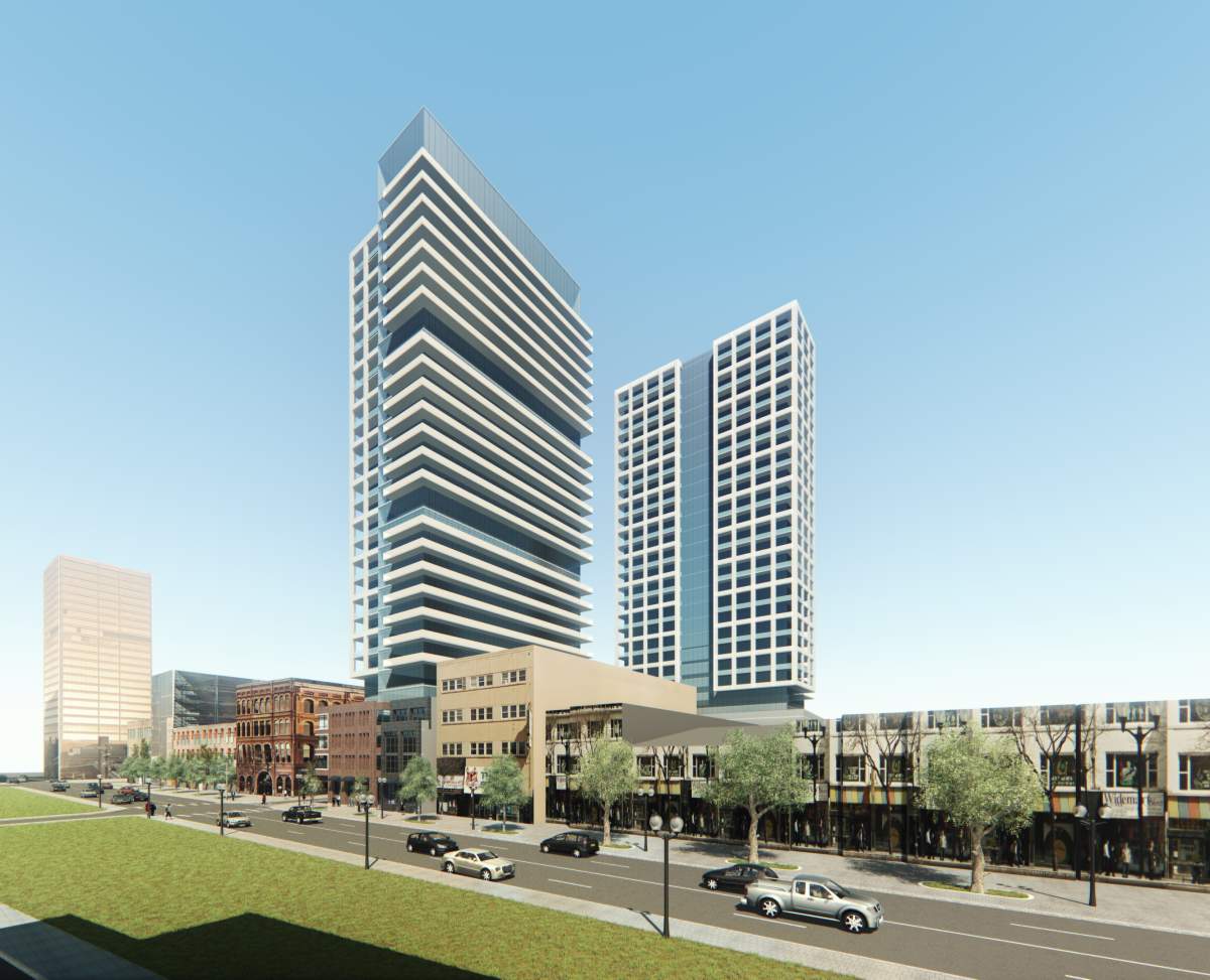 LiUNA and Hi Rise Group unveil plans to build two residential towers along with commercial space in Hamilton's downtown.