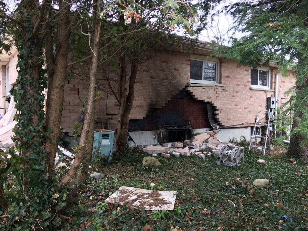 Damage at a home on Hamilton Rd, following an explosion and house fire.