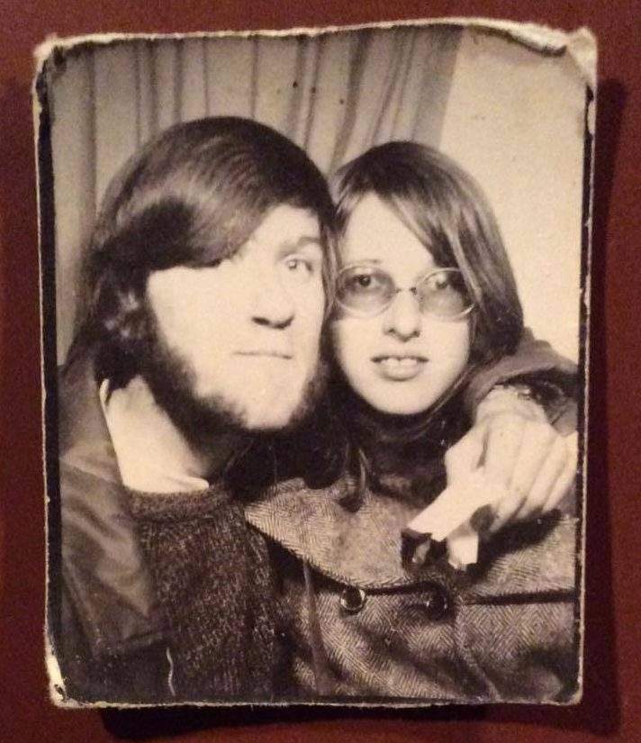 Adrian Pearce, left, and Vicky Allen, right, on a date in the 1970s.