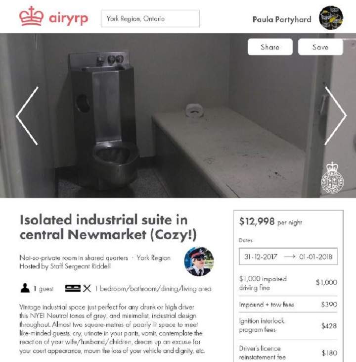A screenshot showing part of York Regional Police's "AirYRP" ad.